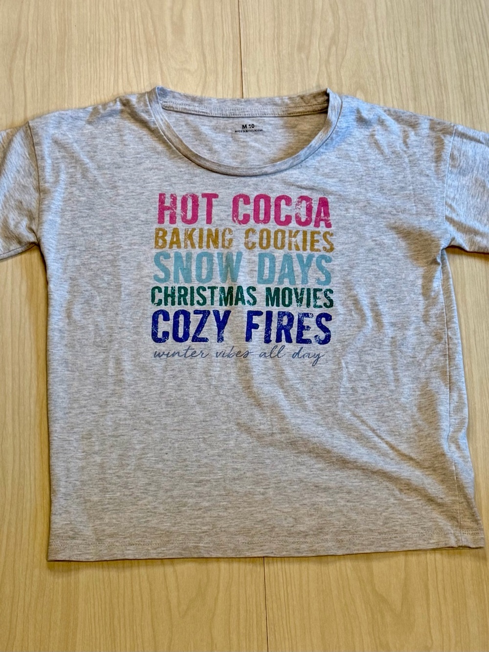 Girls Size 10 Gray Tee with Colorful Winter Graphic